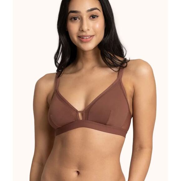Lively The Mesh Trim Padded Bra Womens Small Umber Brown New Wireless - Picture 1 of 11